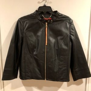 Max&Co black cropped leather jacket
